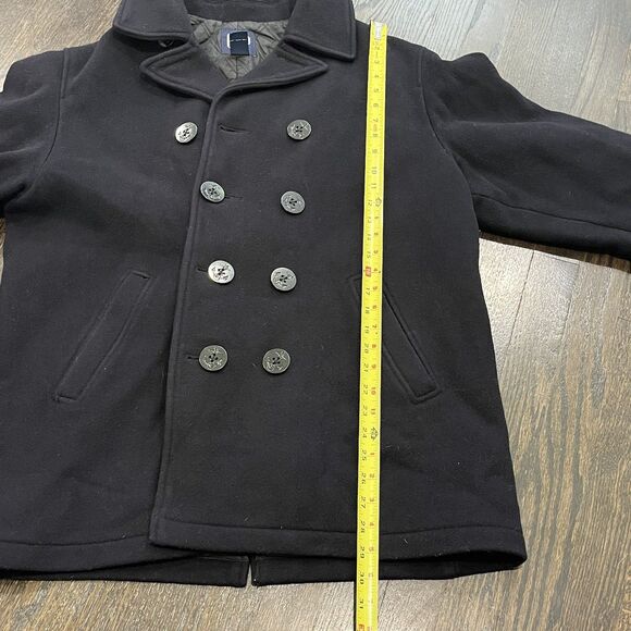 Vintage Gap Pea Coat Men's Medium Navy Quilted Wool Blend Nautical Jacket - Picture 8 of 9